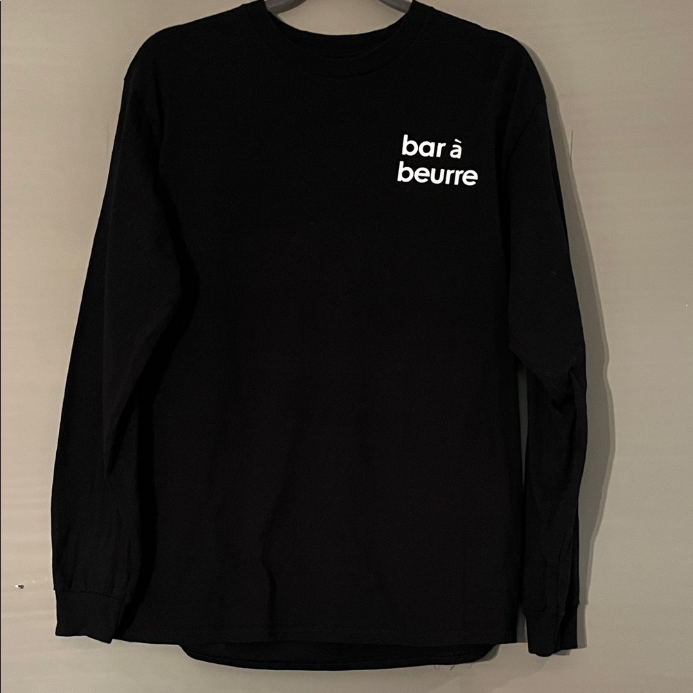 Long Sleeve UNISEX Black100% Cotton Shirt, Gildan, Bar à Beurre inscription, M
